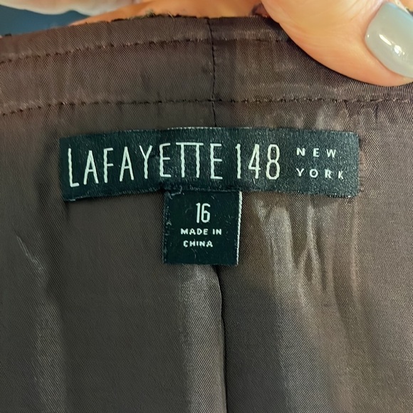 Lafayette 148 Blazer Tweed Front Zipper Brown Size 16 - Picture 8 of 12